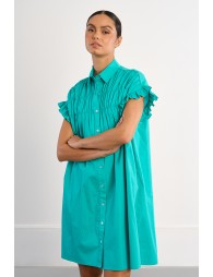 Robe chemise en coton, smockée