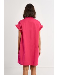 Robe chemise en coton, smockée