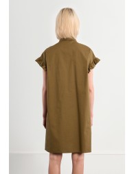 Cotton shirt dress, smocked