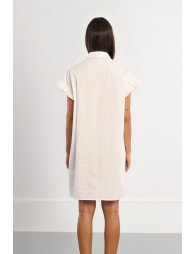 Robe chemise en coton, smockée