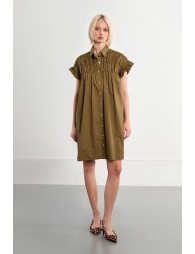 Robe chemise en coton, smockée