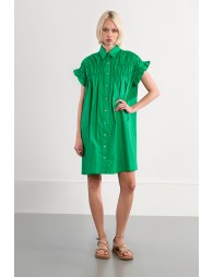 Cotton shirt dress, smocked