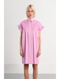 Cotton shirt dress, smocked