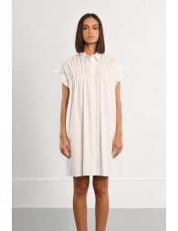 Robe chemise en coton, smockée