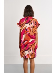 Robe chemise en coton, smockée