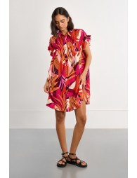 Robe chemise en coton, smockée