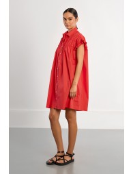 Robe chemise en coton, smockée