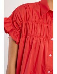 Robe chemise en coton, smockée