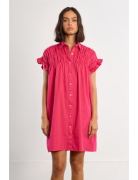 Cotton shirt dress, smocked