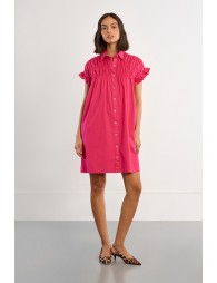Robe chemise en coton, smockée