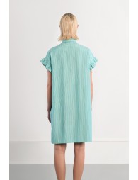 Robe chemise en coton, smockée