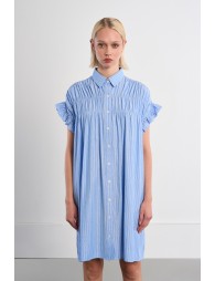 Robe chemise en coton, smockée