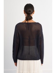 Jersey de mujer de manga larga, en punto acanalado.