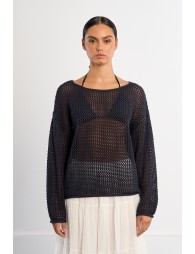 Jersey de mujer de manga larga, en punto acanalado.