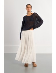 Jersey de mujer de manga larga, en punto acanalado.