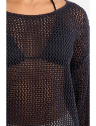 Jersey de mujer de manga larga, en punto acanalado.