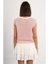 Jersey de mujer de manga corta, estampado rayas.