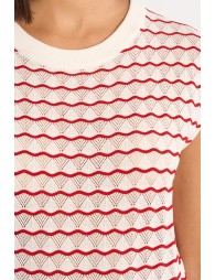 Jersey de mujer de manga corta, estampado rayas.