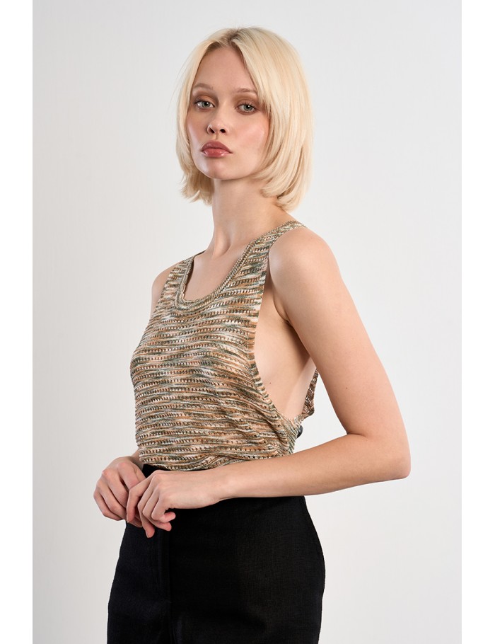 Striped knit tank top