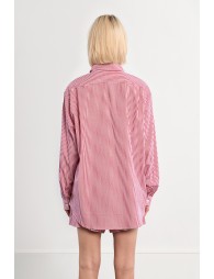 Oversized shirt in red striped cotton