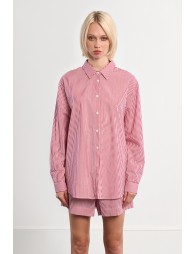 Chemise oversize en coton rouge rayée