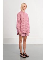 Oversized shirt in red striped cotton