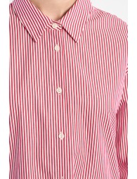 Chemise oversize en coton rouge rayée