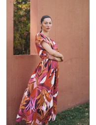 Graphic print maxi wrap dress