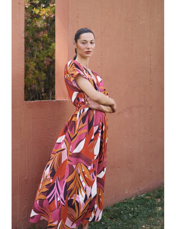 Robe portefeuille maxi à imprimé graphique