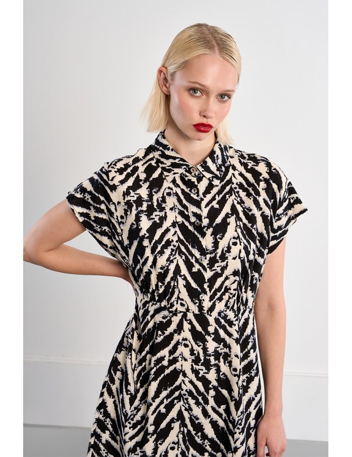 Black print mini dress