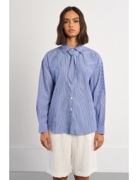 Chemise oversize rayée et strassée, à cravate