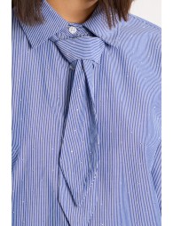 Oversized striped and rhinestone shirt with tie