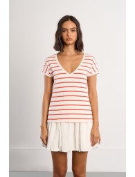 T-shirt à rayures rouges