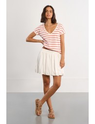 Camiseta de mujer de manga corta, estampado rayas.