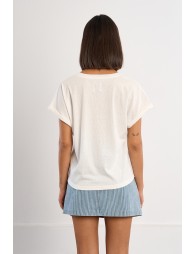 Camiseta de mujer de manga corta, estampado corazón.