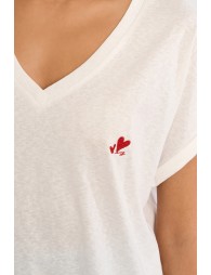 Camiseta de mujer de manga corta, estampado corazón.