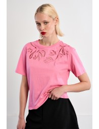Casual openwork embroidery T-shirt