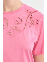 Casual openwork embroidery T-shirt