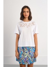 T-shirt décontracté en broderie ajourée