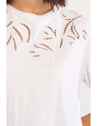T-shirt décontracté en broderie ajourée