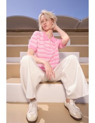 Casual striped knit polo shirt