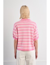 Jersey de mujer de manga corta, estampado rayas.