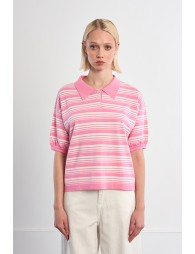Jersey de mujer de manga corta, estampado rayas.