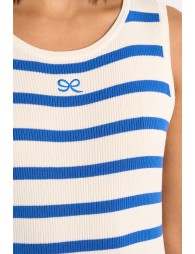 Striped ribbed mini dress