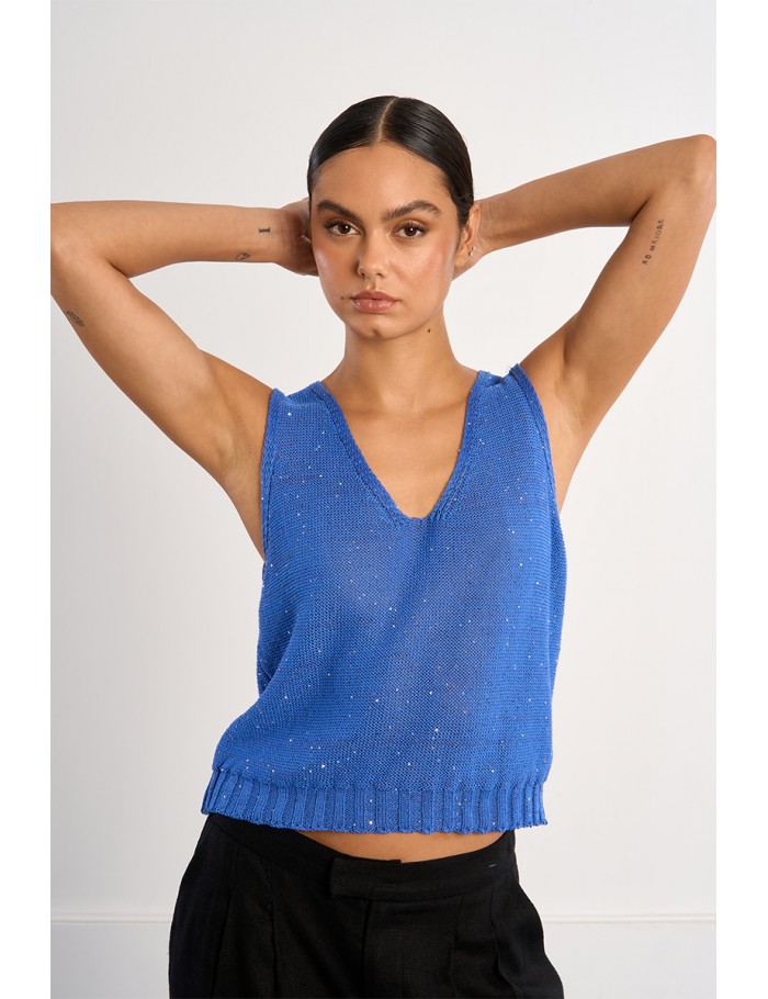 Knitted tank top, iridescent