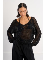 Jersey de mujer de manga larga, en punto acanalado.