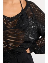 Pull en col V, parsemé de strass