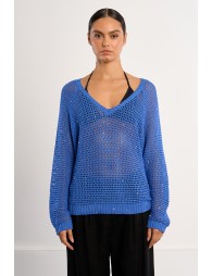 Jersey de mujer de manga larga, en punto acanalado.