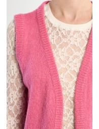 Cárdigan de mujer de manga sisa, sin cierre.