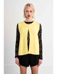 Sleeveless cardigan, buttoned